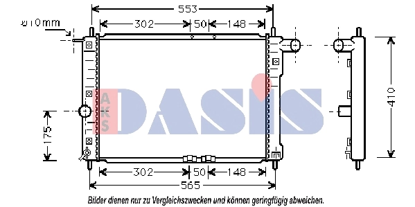 Radiateur, refroidissement du moteur AKS DASIS 510005N