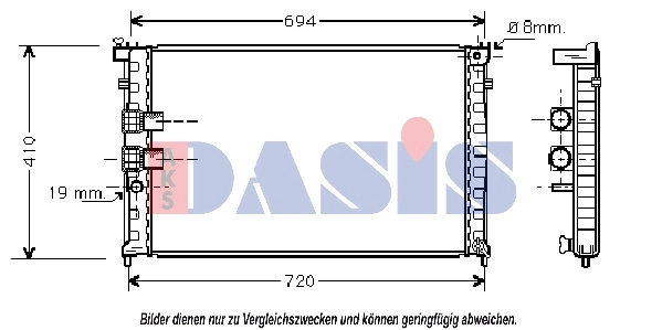 Radiateur, refroidissement du moteur AKS DASIS 160015N