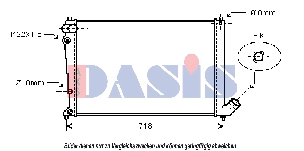 Radiateur, refroidissement du moteur AKS DASIS 160260N