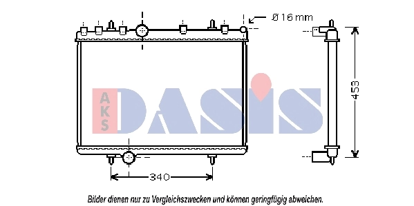 Radiateur, refroidissement du moteur AKS DASIS 160105N