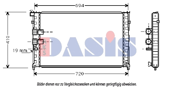 Radiateur, refroidissement du moteur AKS DASIS 160520N