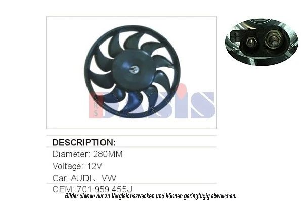 Ventilateur, refroidissement du moteur AKS DASIS 048520N