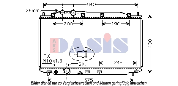 Radiateur, refroidissement du moteur AKS DASIS 100068N