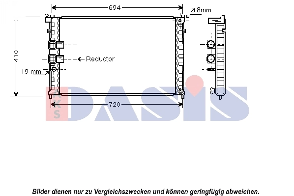 Radiateur, refroidissement du moteur AKS DASIS 160081N