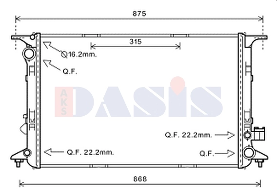 Radiateur, refroidissement du moteur AKS DASIS 480088N