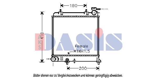 Radiateur, refroidissement du moteur AKS DASIS 510042N