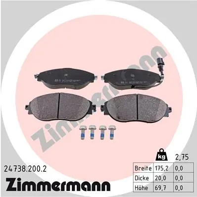 ZIMMERMANN 24738.200.2 — Гальмівні колодки, дискові