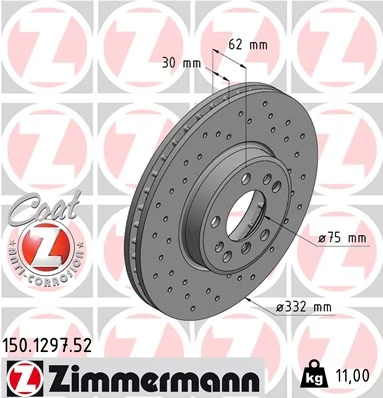 ZIMMERMANN 150.1297.52 — Гальмівний диск