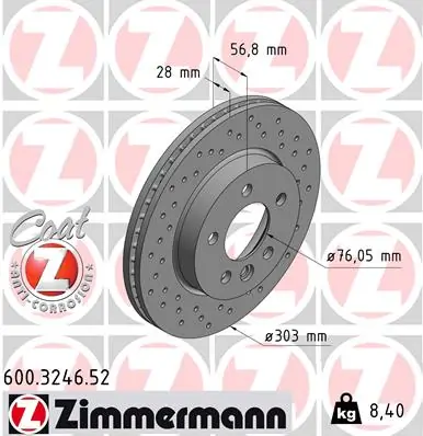 ZIMMERMANN 600.3246.52 — Гальмівний диск