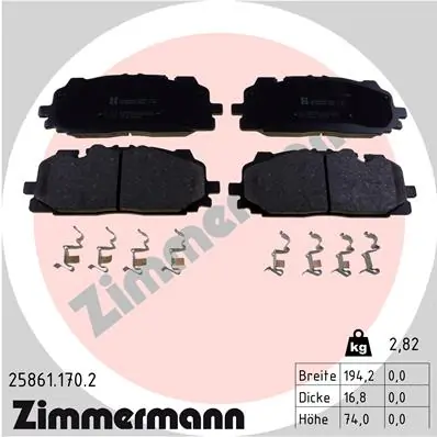ZIMMERMANN 25861.170.2 — Колодки гальмівні дискові