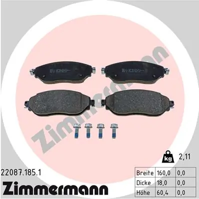 ZIMMERMANN 22087.185.1 — Гальмівні колодки, дискові