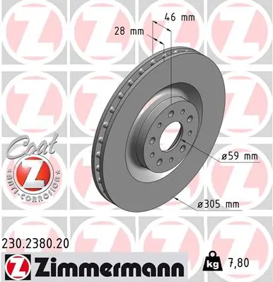 ZIMMERMANN 230.2380.20 — Гальмівний диск