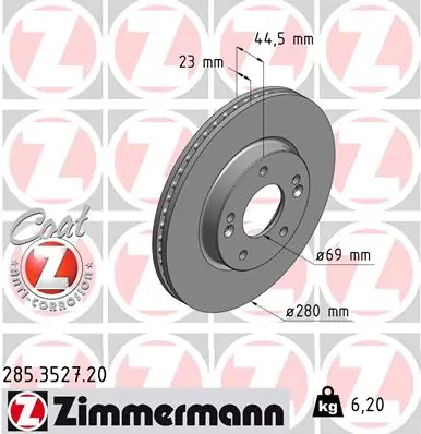 ZIMMERMANN 285.3527.20 — Гальмівний диск