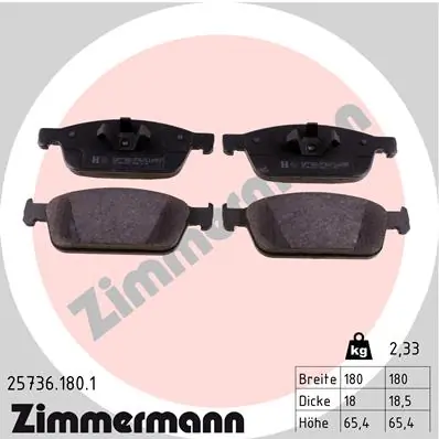 ZIMMERMANN 25736.180.1 — Гальмівні колодки, дискові