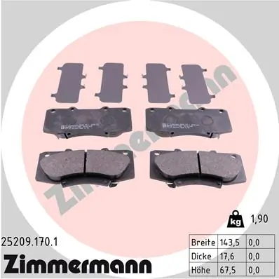 ZIMMERMANN 25209.170.1 — Гальмівні колодки, дискові