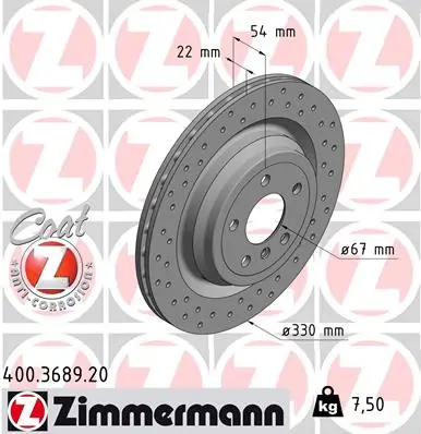 ZIMMERMANN 400.3689.20 — Гальмівний диск