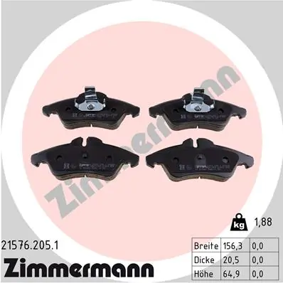 ZIMMERMANN 21576.205.1 — Гальмівні колодки, дискові