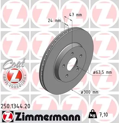 ZIMMERMANN 250.1344.20 — Гальмівний диск