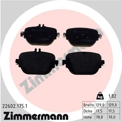 ZIMMERMANN 22602.175.1 — Колодки гальмівні дискові (комплект 4 шт)