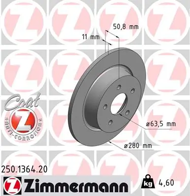 ZIMMERMANN 250.1364.20 — Гальмівний диск