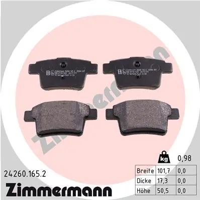 ZIMMERMANN 24260.165.2 — Гальмівні колодки, дискові