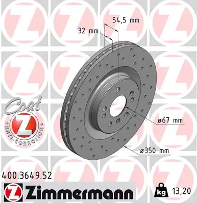 ZIMMERMANN 400.3649.52 — Гальмівний диск