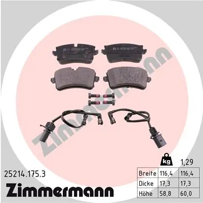 ZIMMERMANN 25214.175.3 — Гальмівні колодки, дискові