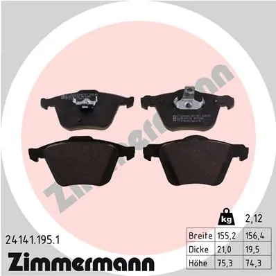 ZIMMERMANN 24141.195.1 — Гальмівні колодки, дискові