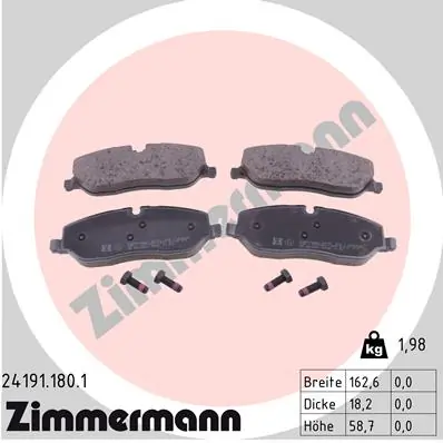 ZIMMERMANN 24191.180.1 — Гальмівні колодки, дискові