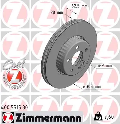 ZIMMERMANN 400.5515.30 — Диск гальмівний