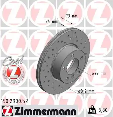 ZIMMERMANN 150.2900.52 — Гальмівний диск