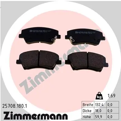 ZIMMERMANN 25708.180.1 — Колодки гальмівні дискові (комплект 4 шт)