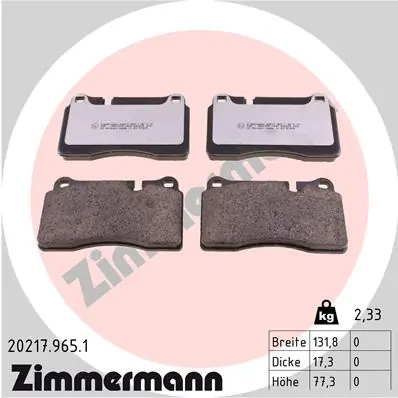 ZIMMERMANN 20217.965.1 — Колодки гальмівні дискові
