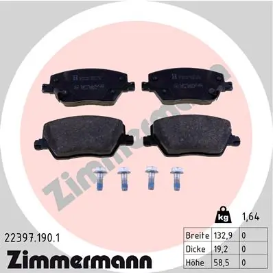 ZIMMERMANN 22397.190.1 — Колодки гальмівні дискові