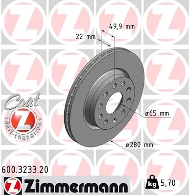 ZIMMERMANN 600.3233.20 — Гальмівний диск