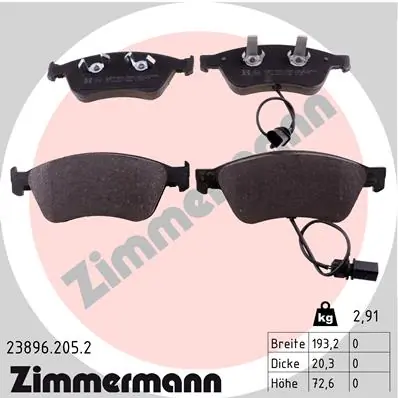 ZIMMERMANN 23896.205.2 — Гальмівні колодки, дискові