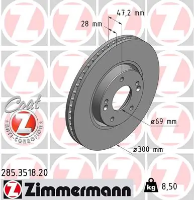 ZIMMERMANN 285.3518.20 — Гальмівний диск
