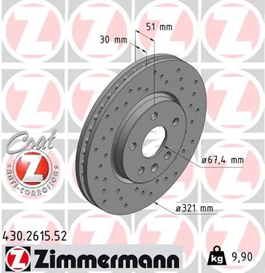 ZIMMERMANN 430.2615.52 — Гальмівний диск