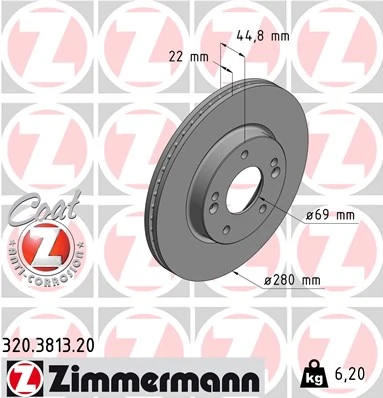 ZIMMERMANN 320.3813.20 — Гальмівний диск