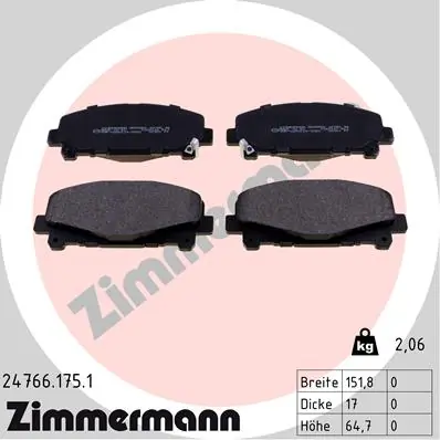 ZIMMERMANN 24766.175.1 — Гальмівні колодки, дискові