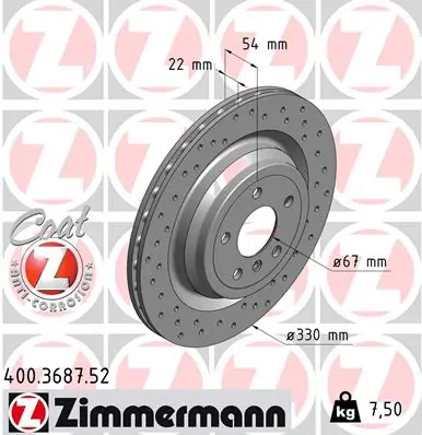 ZIMMERMANN 400.3687.52 — Гальмівний диск