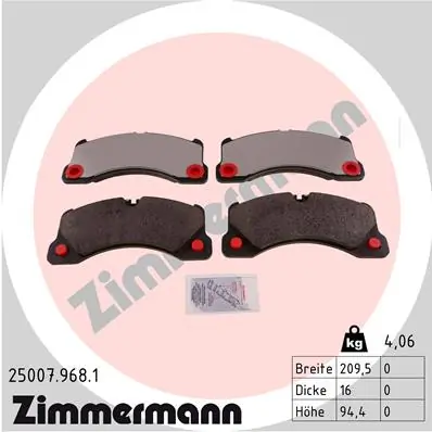 ZIMMERMANN 25007.968.1 — Колодки гальмівні дискові