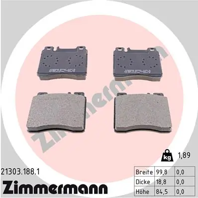 ZIMMERMANN 21303.188.1 — Гальмівні колодки, дискові