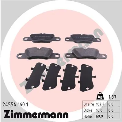 ZIMMERMANN 24554.160.1 — Гальмівні колодки, дискові