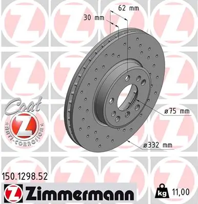 ZIMMERMANN 150.1298.52 — Гальмівний диск