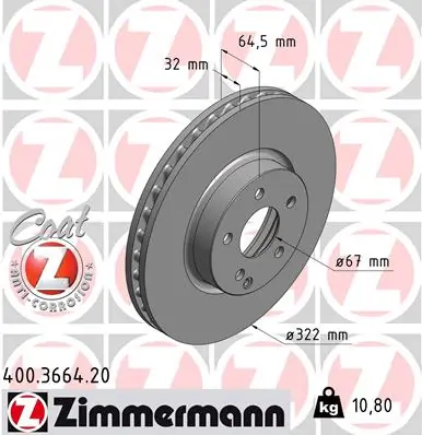 ZIMMERMANN 400.3664.20 — Гальмівний диск