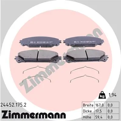 ZIMMERMANN 24452.175.2 — Гальмівні колодки, дискові