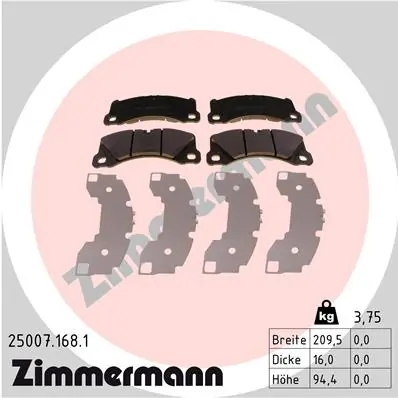 ZIMMERMANN 25007.168.1 — Гальмівні колодки, дискові