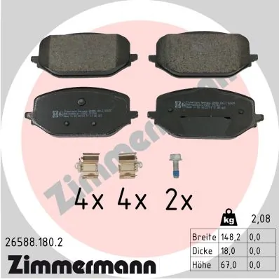 ZIMMERMANN 26588.180.2 — Колодки гальмівні дискові (комплект 4 шт)