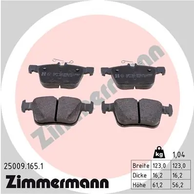 ZIMMERMANN 25009.165.1 — Гальмівні колодки, дискові